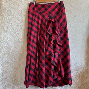 Ralph Lauren Buffalo Plaid Maxi Ruffle Skirt Size 4